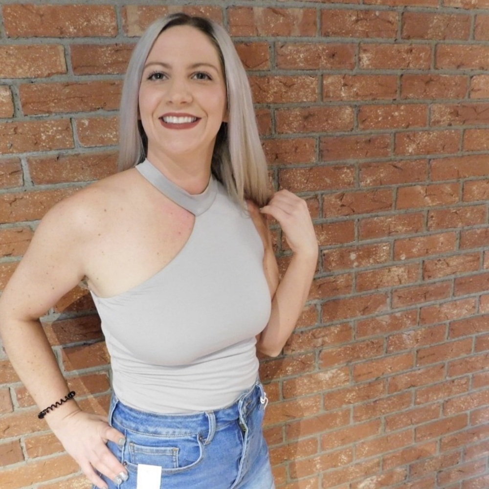 New! Wasabi + Mint One Shoulder Mock Neck bodysuit